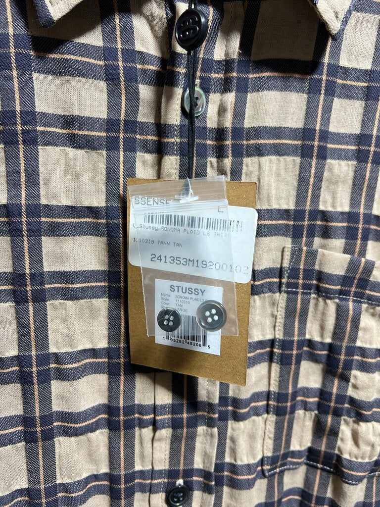 Stussy Sonorma Button Up Tan/Red Sz. L