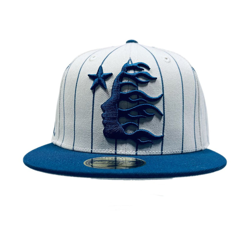 Hellstar Path To Paradise Baseball Fitted Hat White/Blue Sz. 7 3/8