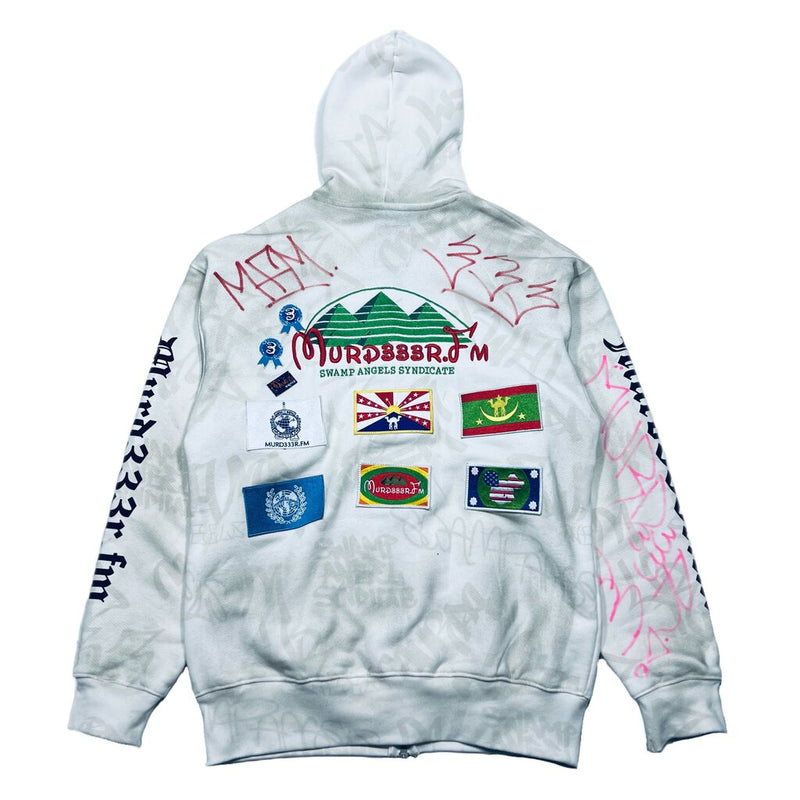 Murd333r.FM Complexcon Exclusive 1/1 Signed Graffiti Hoodie White Sz. L