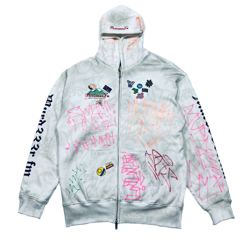 Murd333r.FM Complexcon Exclusive 1/1 Signed Graffiti Hoodie White Sz. L