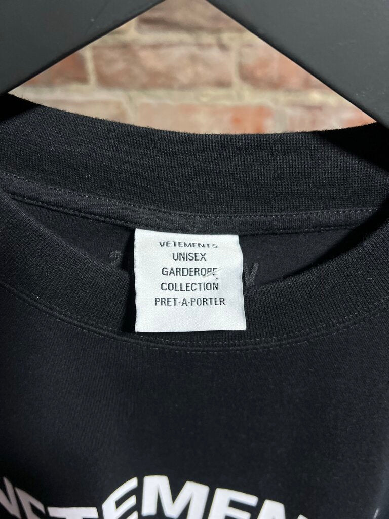 Vetements Black Translation Logo T-shirt Sz. XS