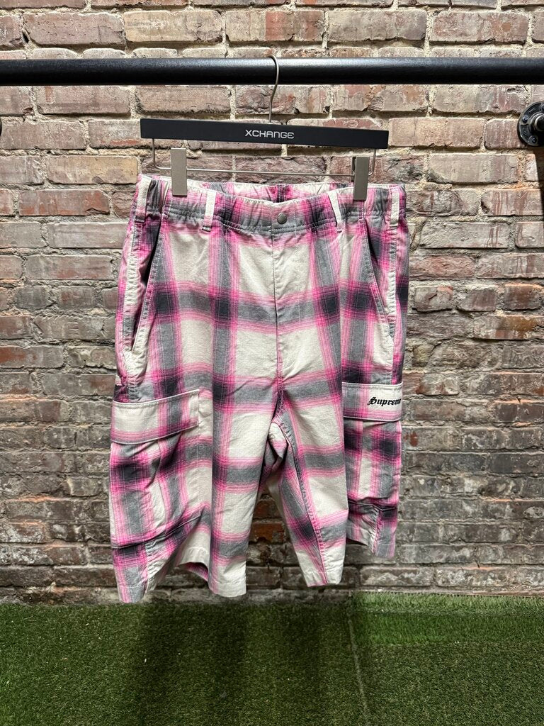 Supreme Plaid Cargo Shorts Pink Sz. L