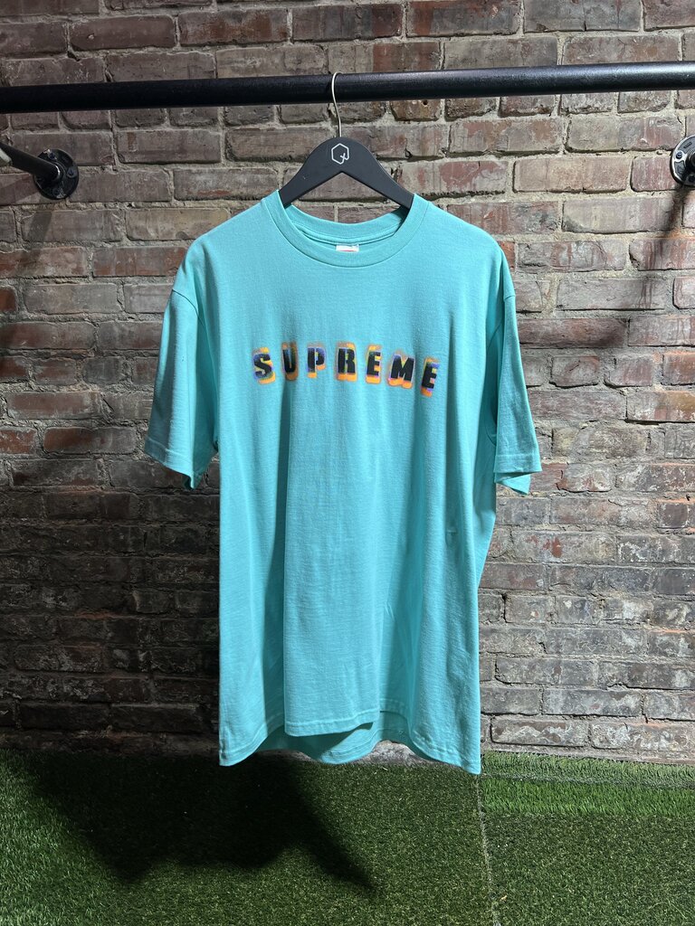 Supreme Spellout Tee Teal Sz. L