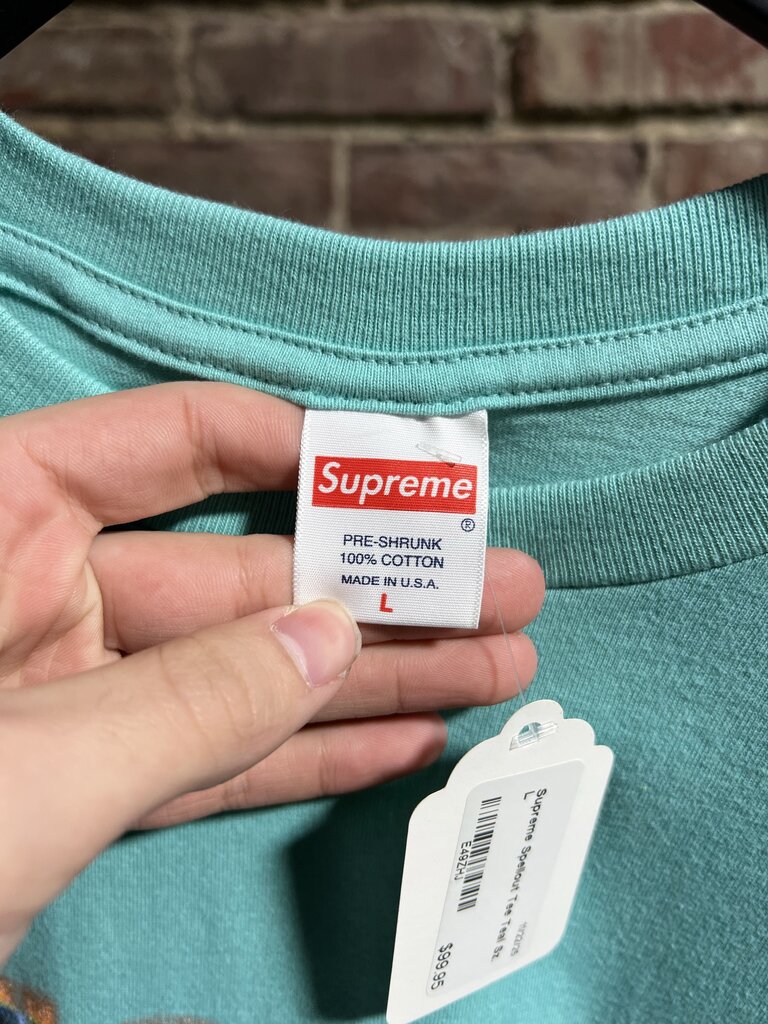 Supreme Spellout Tee Teal Sz. L