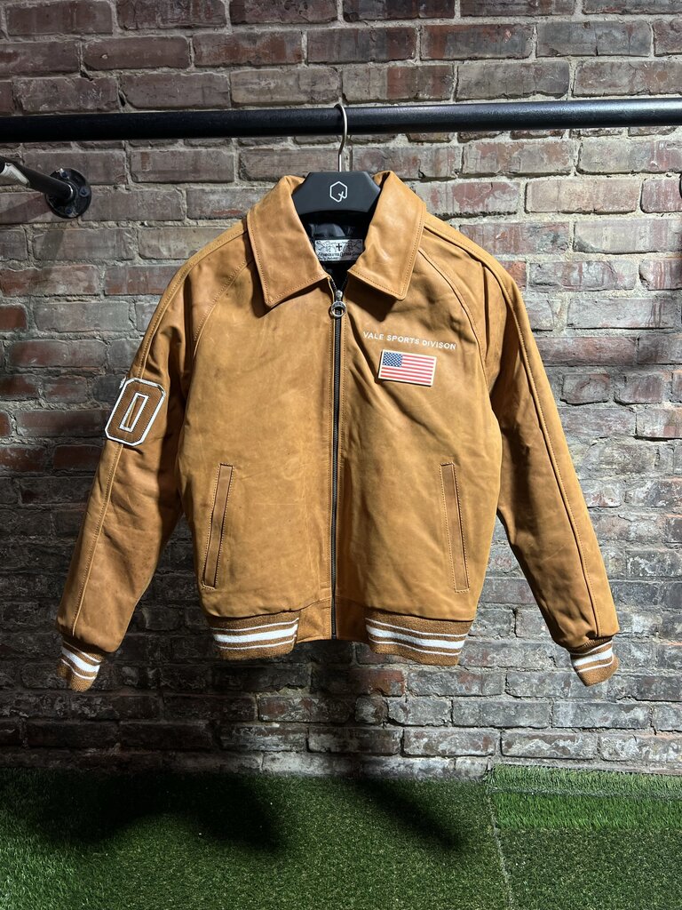 Vale State Brown Leather Jacket Sz. S