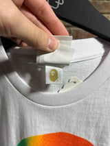 Bape Ape Head Gradient Multi Color White Tee Sz. S