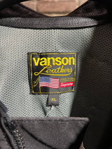 Supreme X Vanson Leathers Motor Cycle Jacket Black Sz. XL