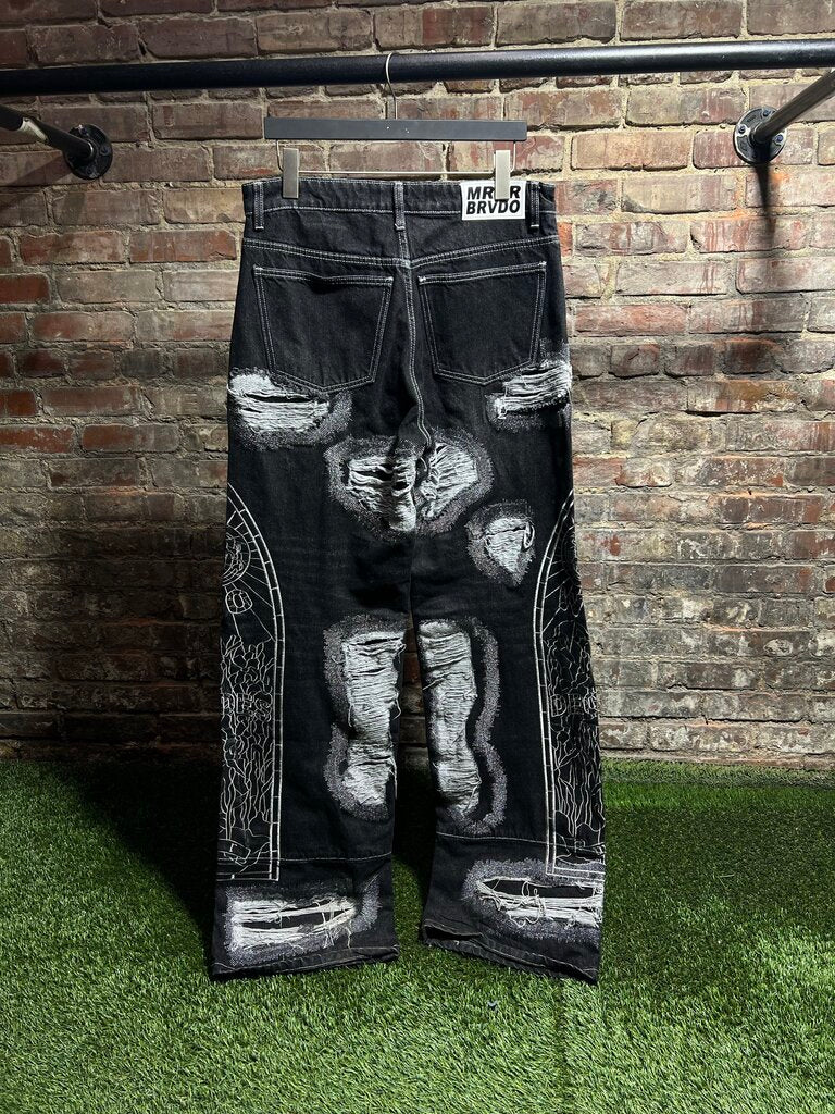 Who Decides War Black Darning Jeans Sz. 32