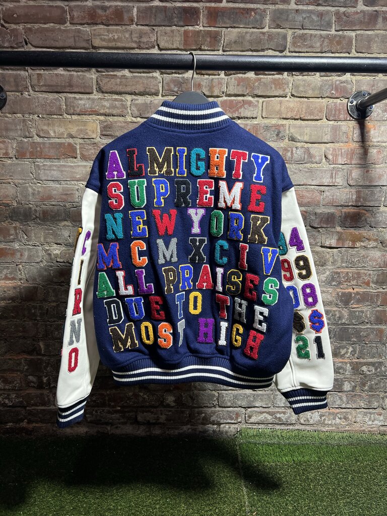 Supreme Praises Varsity Jacket Navy Sz. M