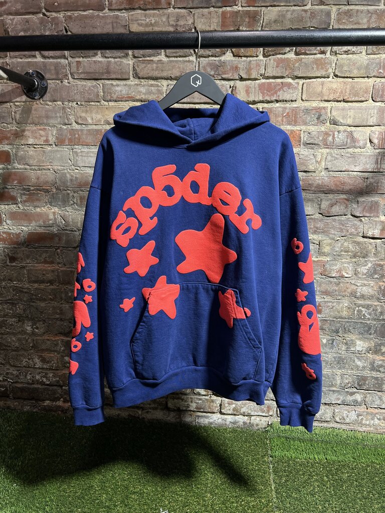 Sp5der Worldwide Hoodie Navy/Red Sz. L