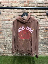 Sp5der Worldwide 555 Hoodie Brown/Pink Sz. M