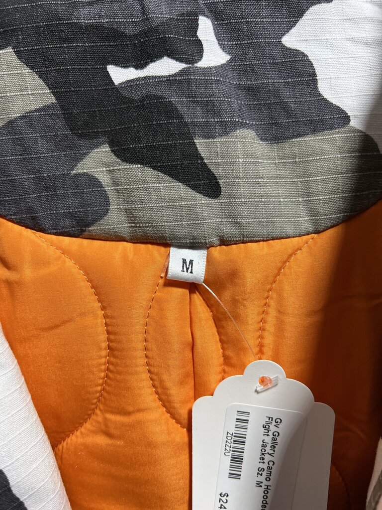 Gv Gallery Camo Hooded Flight Jacket Sz. M
