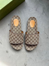 Gucci Monogram GG Brown Slides Sz. 12