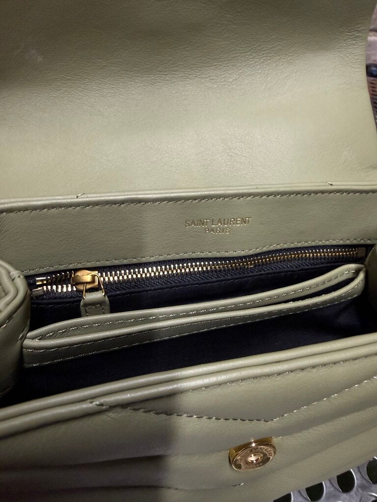 Saint Laurent Quilted Green Bag