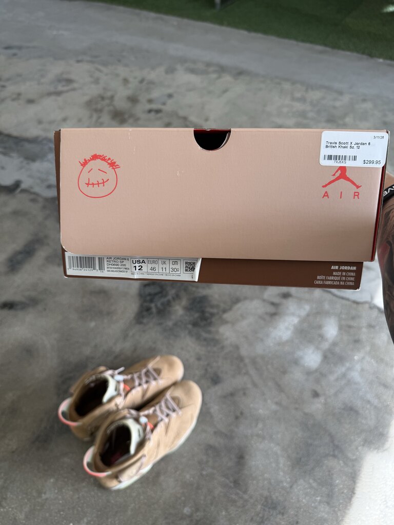 Travis Scott X Jordan 6 British Khaki Sz. 12