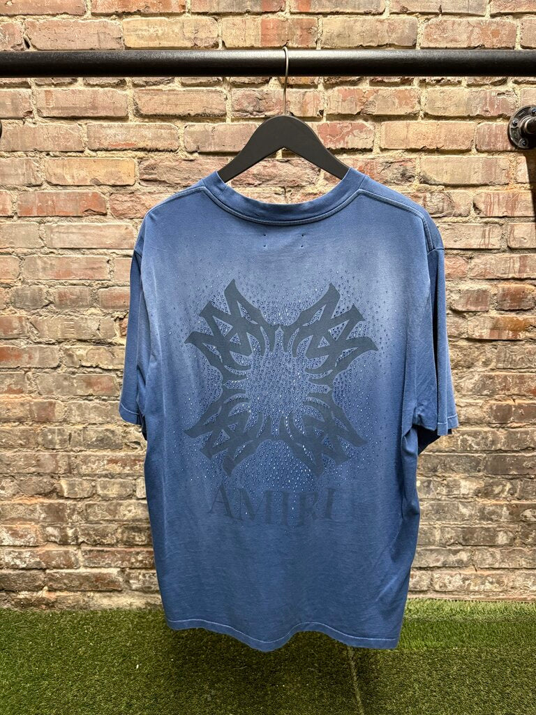 Amiri Quad Crystal Tee Blue Sz. L