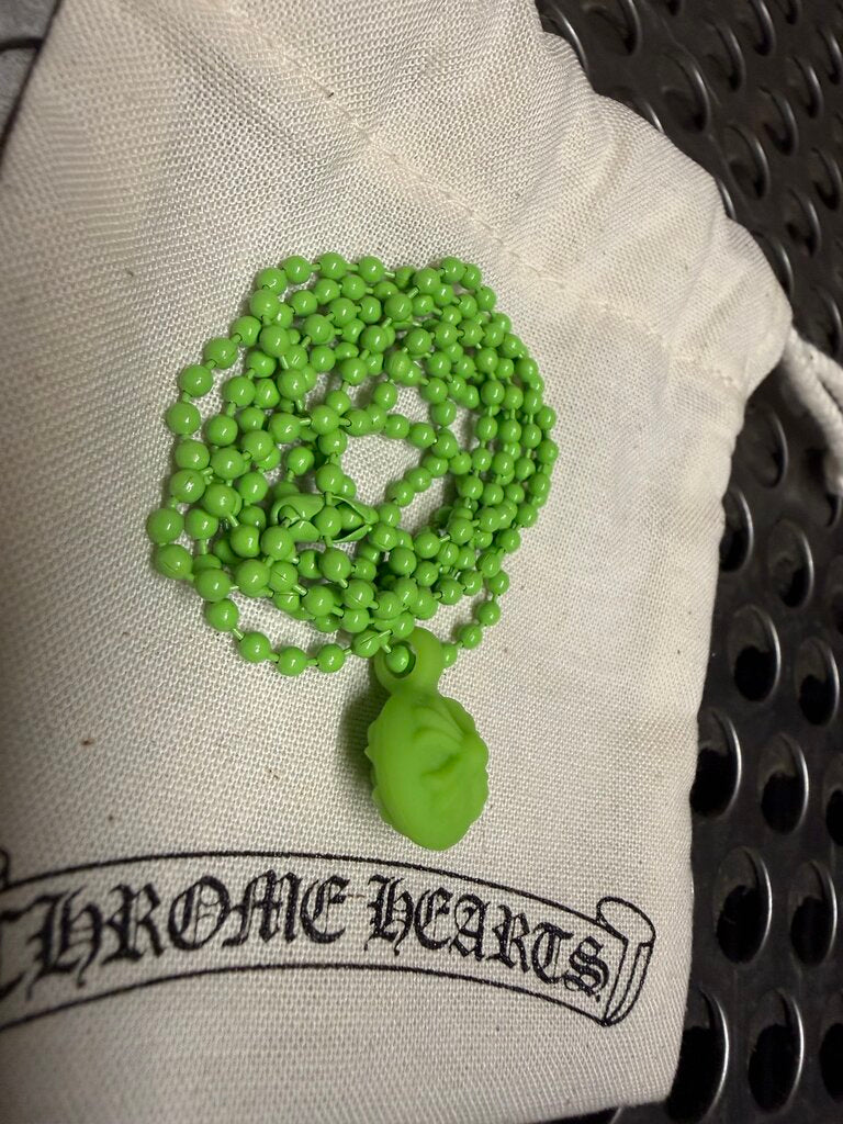 Chrome Hearts Crossball Silicone Silichrome Necklace Green