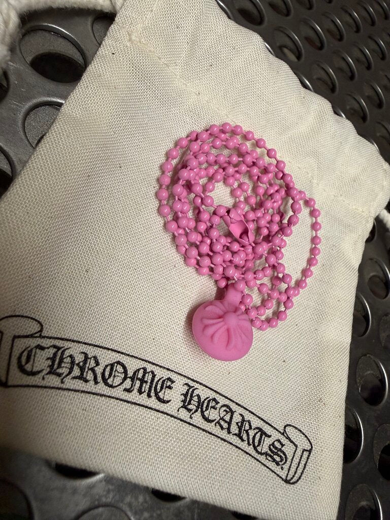 Chrome Hearts Crossball Silicone Silichrome Necklace Pink