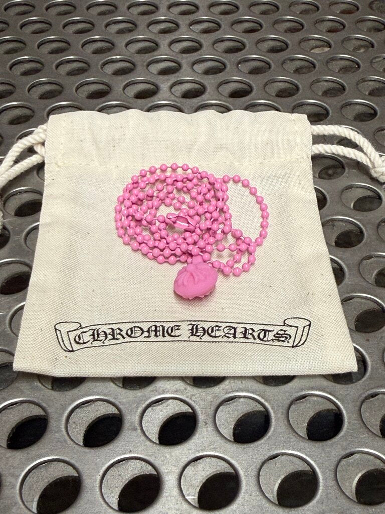 Chrome Hearts Crossball Silicone Silichrome Necklace Pink