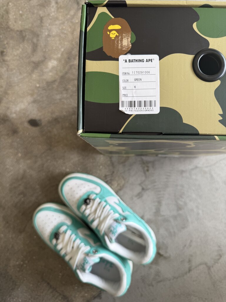 Bape Bapesta Teal/White Sz. 6
