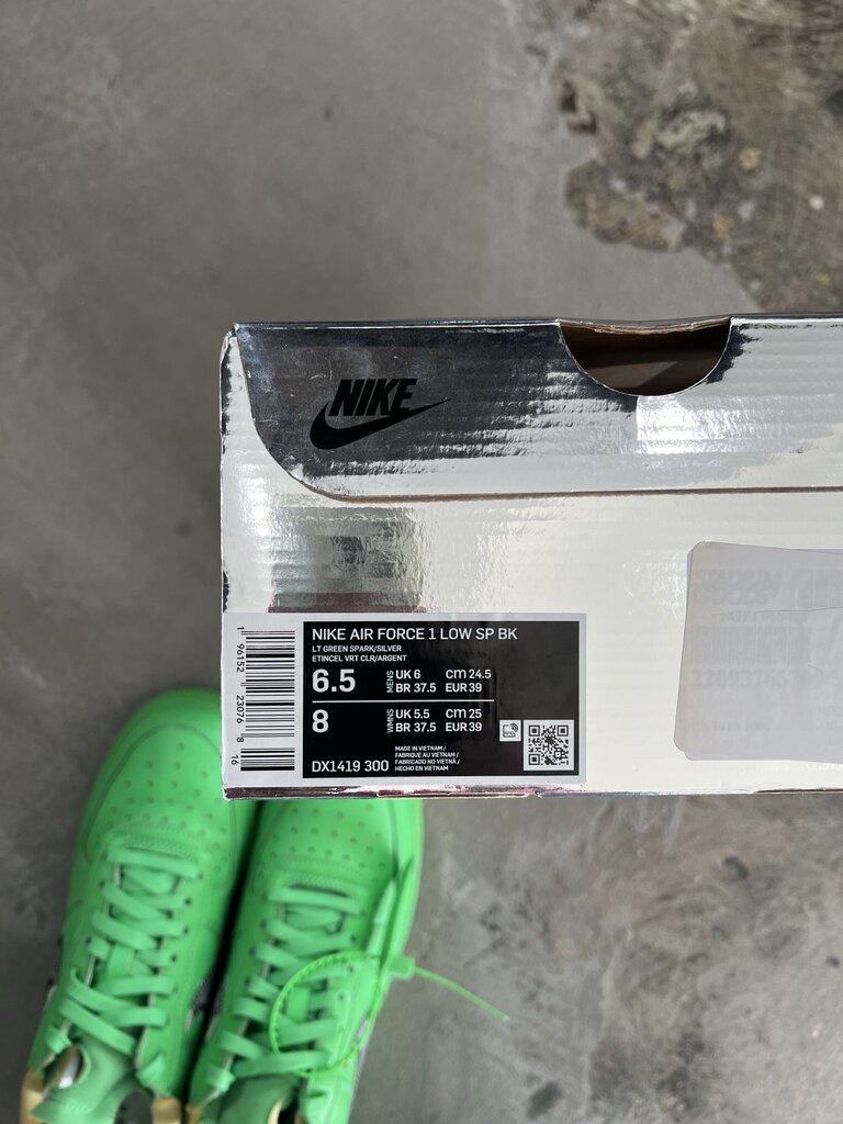 Off-White X Nike AF1 Brooklyn Green Spark Sz. 6.5M