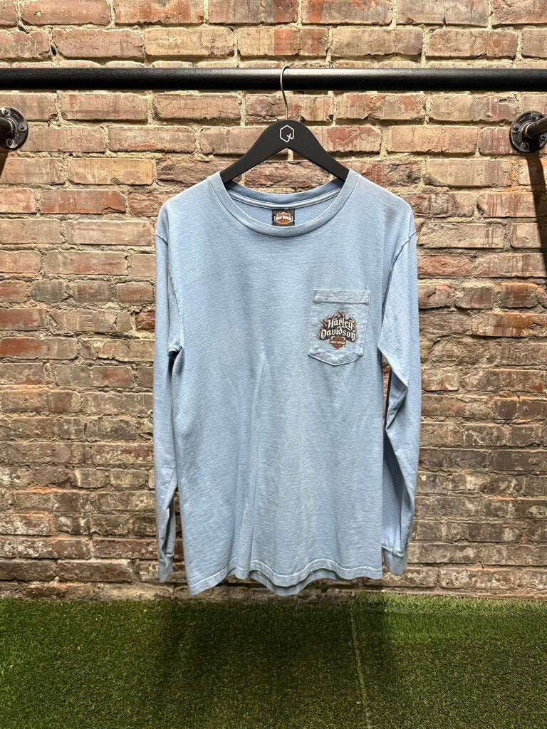 Vintage Harley Davidson Charleston Blue L/S Tee Sz. M