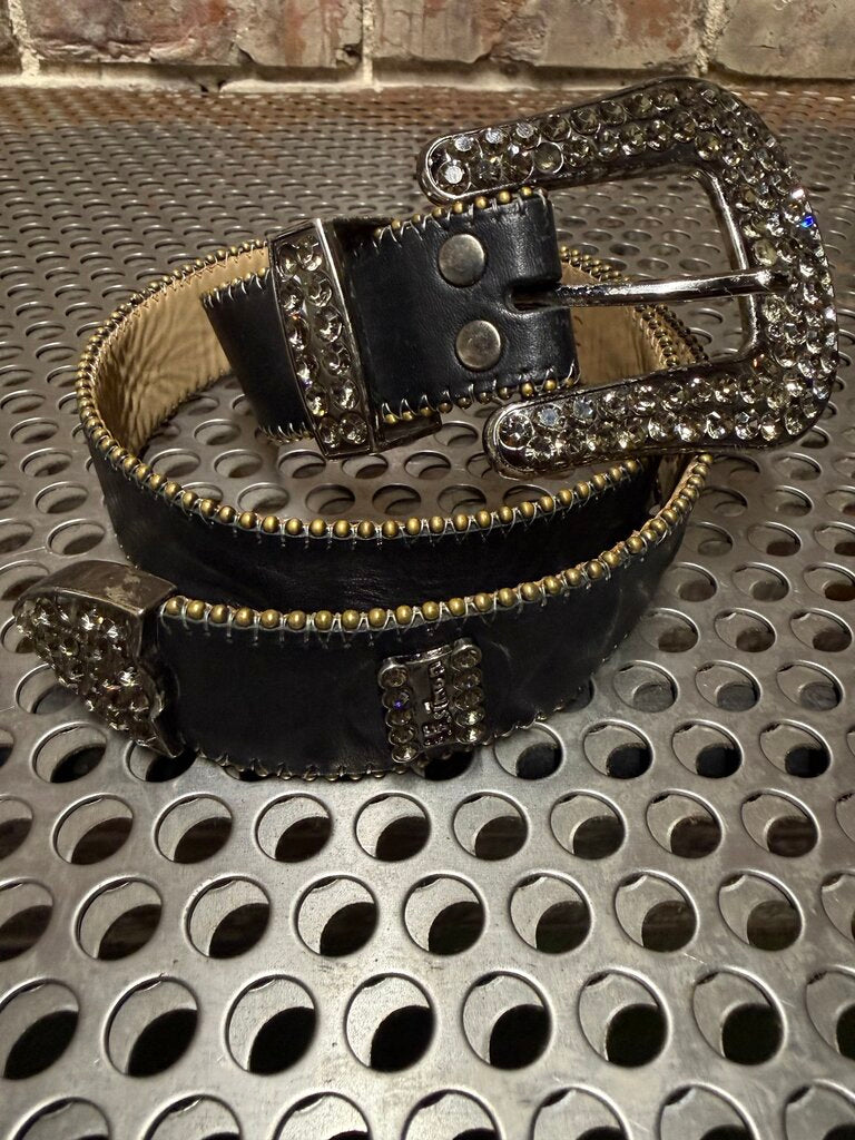 B.B. Simon Black Rhinestone Belt Sz. 36
