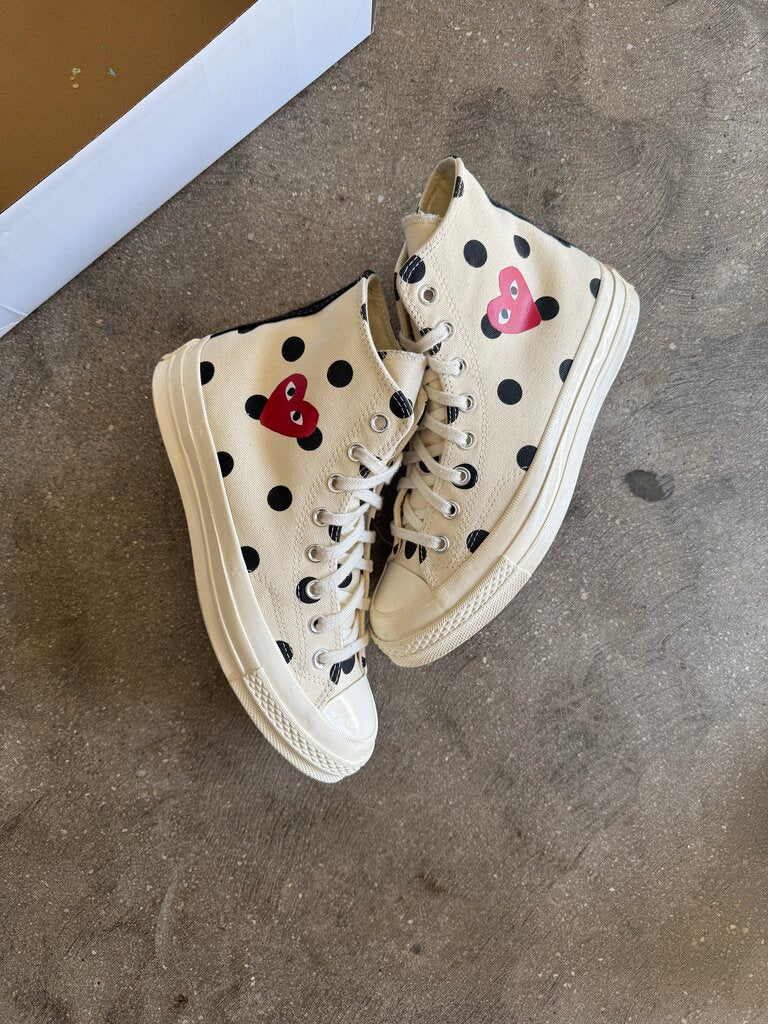 CDG x Converse Chuck Taylor High Polka Dot Sz. 7