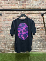 Bape Big Ape Head Purple Camo Black Tee Sz. L