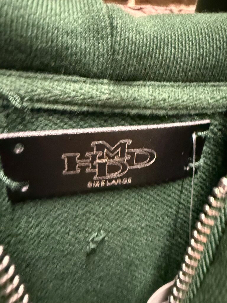 HMDD Green Crystal Zip-Up Hoodie Sz. L