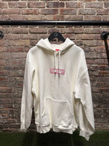 Supreme White/Pink Box Logo Hoodie Sz. L