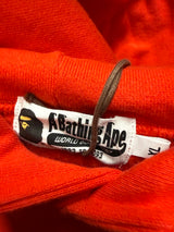 A Bathing Ape Shark Line Rib Pullover Red Hoodie sz. XL