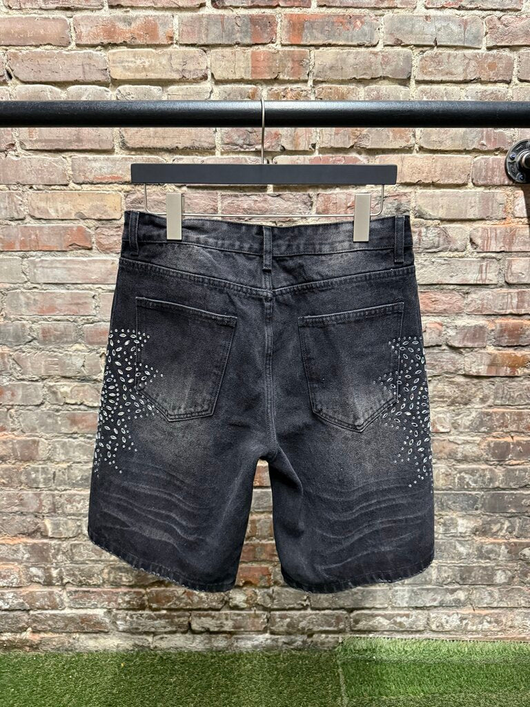 Vale Rhinestone Denim Shorts Black Sz. 32