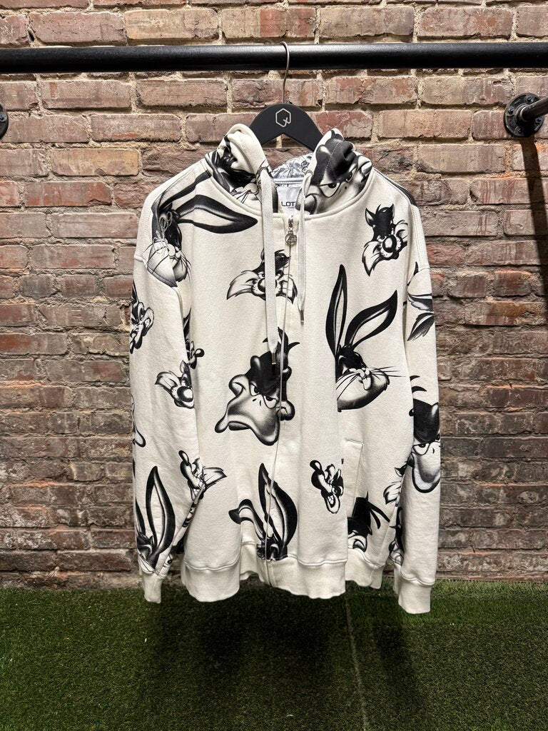 Vintage Looney Tunes White/Black Hoodie Sz. XL