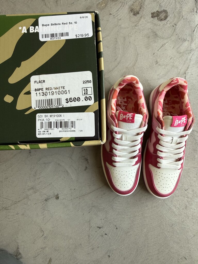 Bape Sk8sta Red Sz. 10