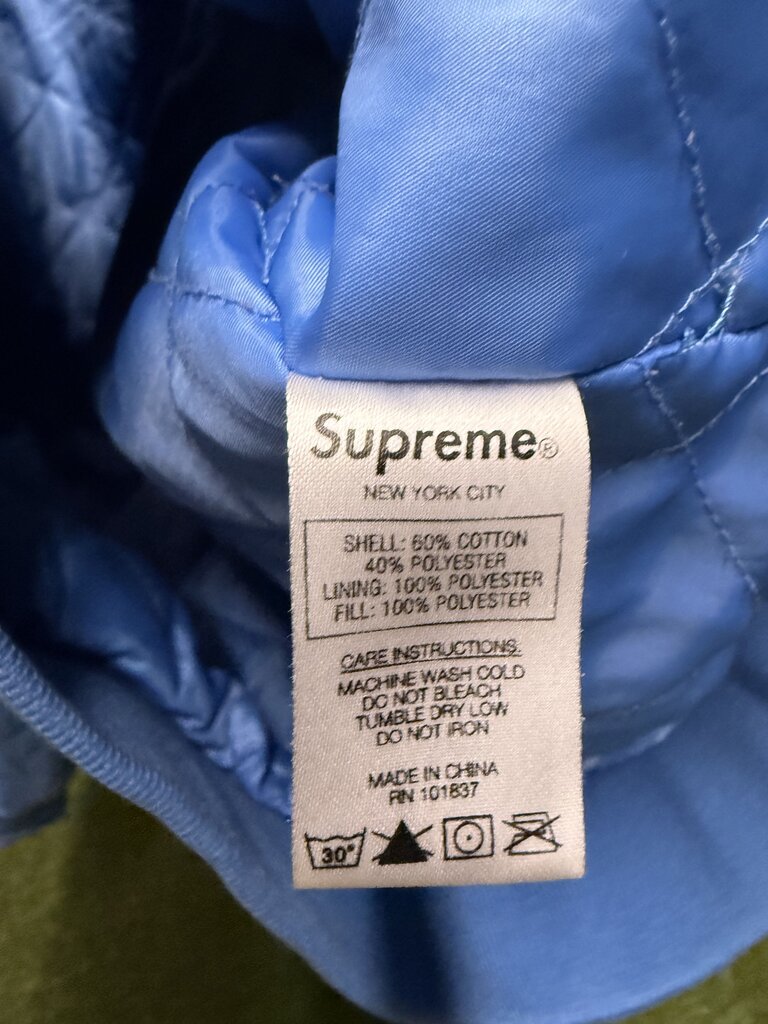 Supreme Pinstripe Varsity Jacket Blue Sz. M