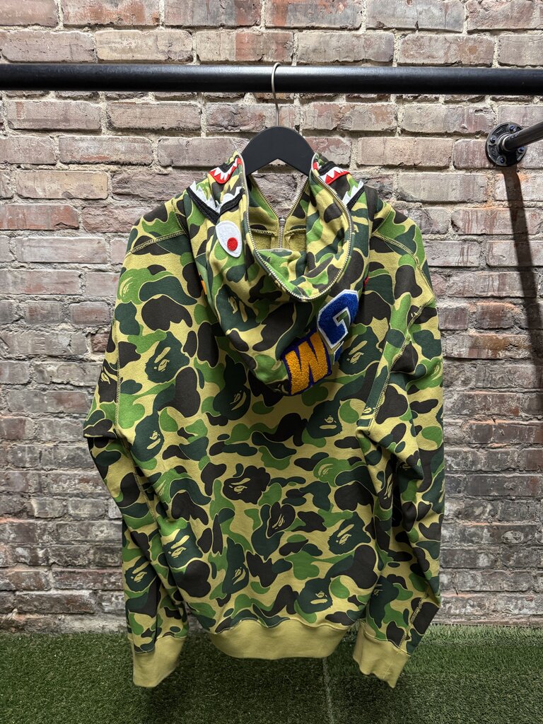 Bape Gree Camo Shark Full-Zip Sz. L
