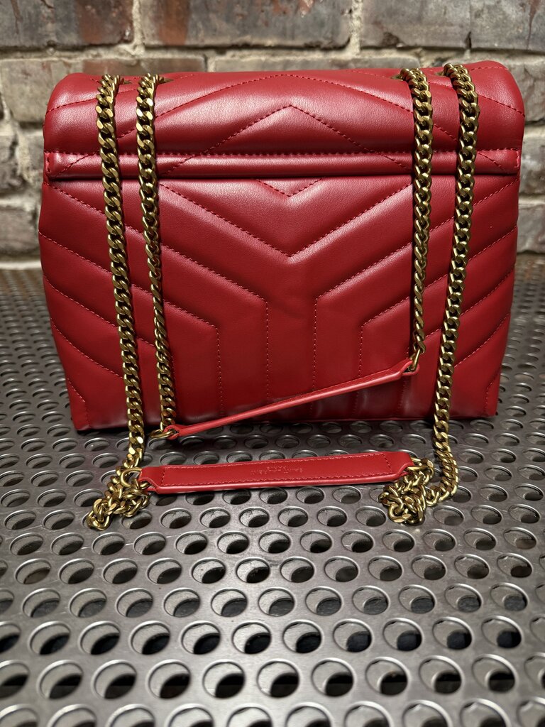 YSL Red LouLou Red Medium Shoulder Bag