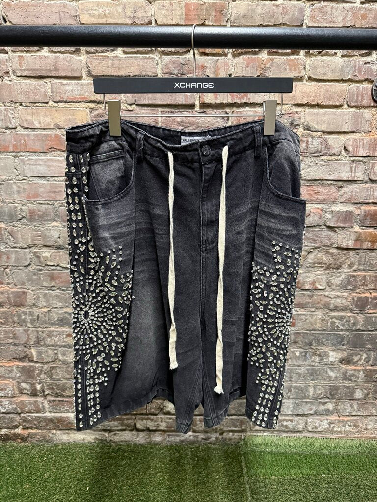 Vale State Rhinestone Black Jean Shorts Sz. 36
