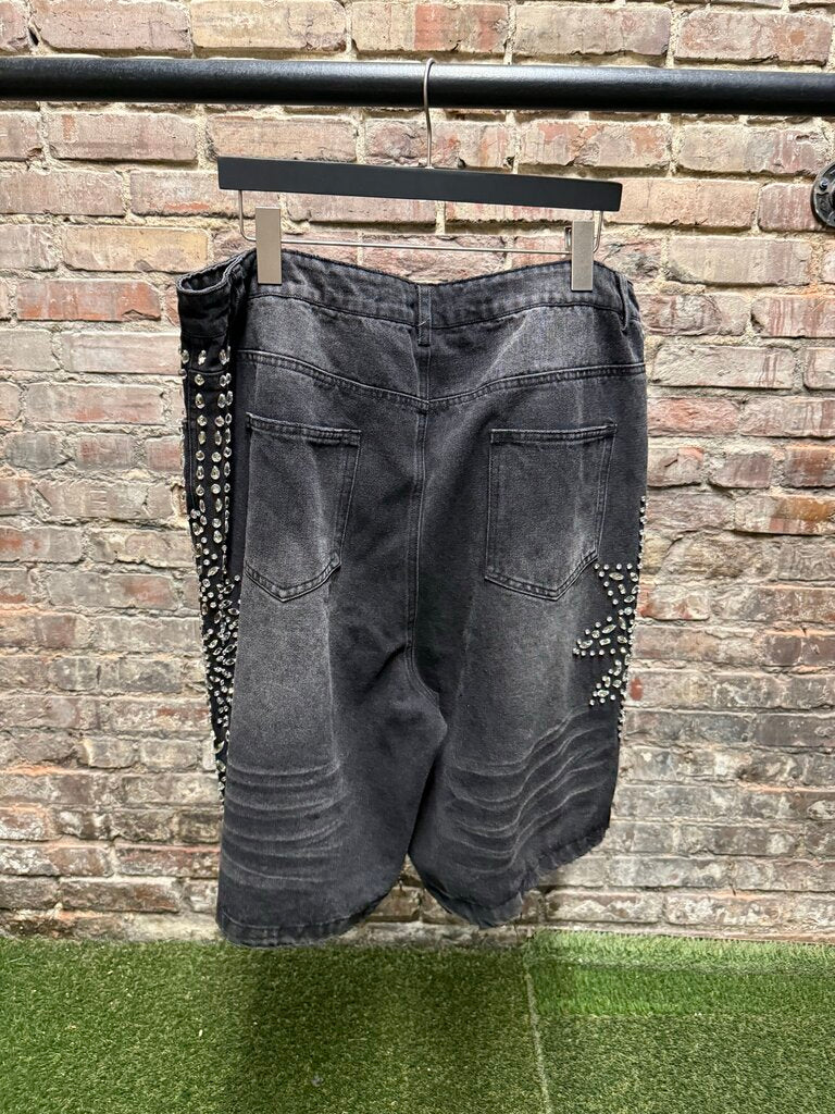 Vale State Rhinestone Black Jean Shorts Sz. 36