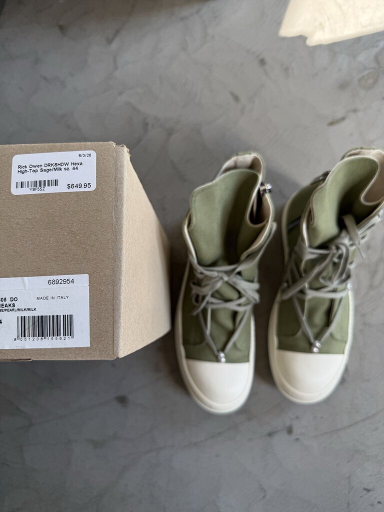 Rick Owen DRKSHDW Hexa High-Top Sage/Milk sz. 44