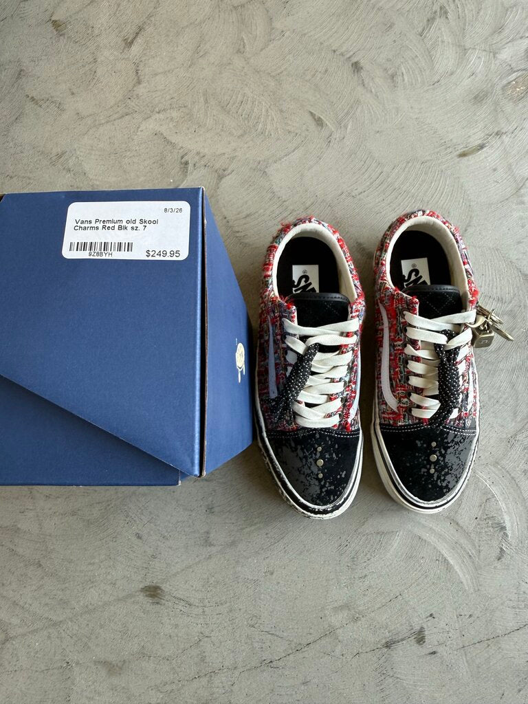 Vans Premium old Skool Charms Red Blk sz. 7