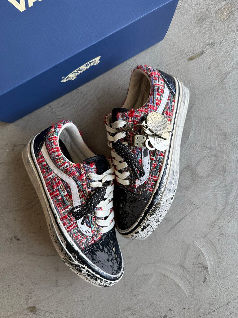 Vans Premium old Skool Charms Red Blk sz. 7