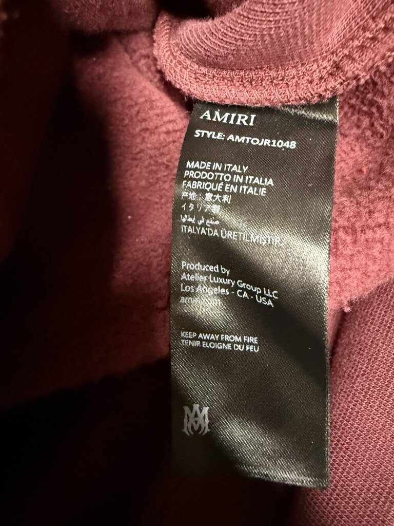 Amiri Logo Embroidered Burgundy Hoodie sz. XL