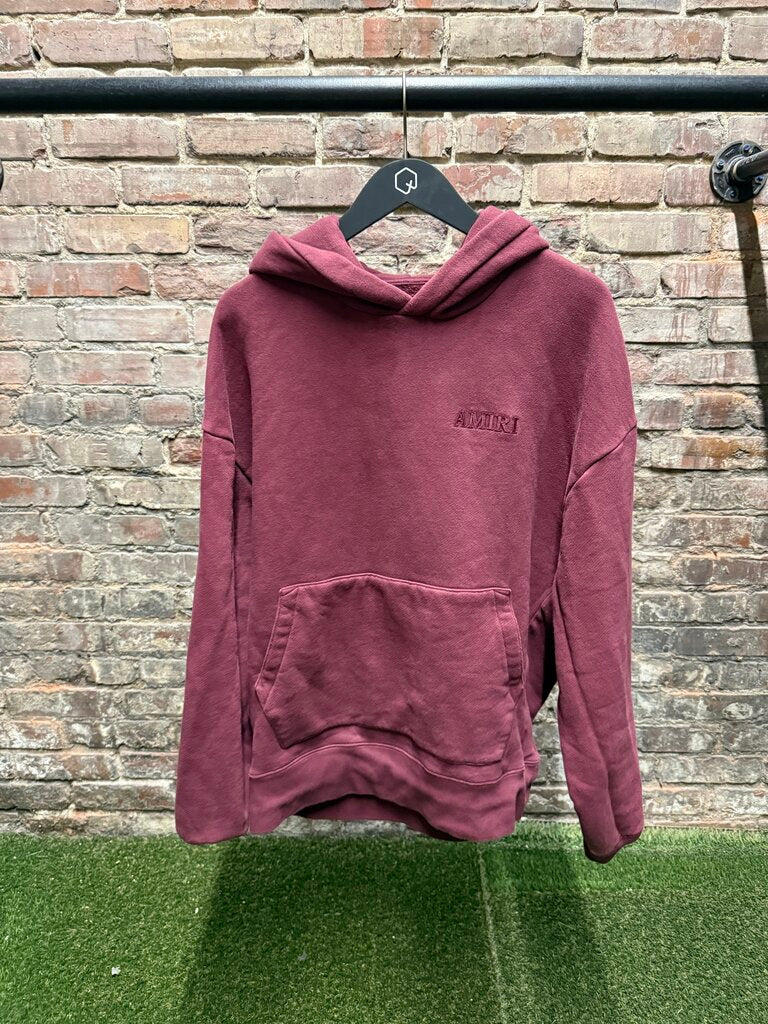 Amiri Logo Embroidered Burgundy Hoodie sz. XL