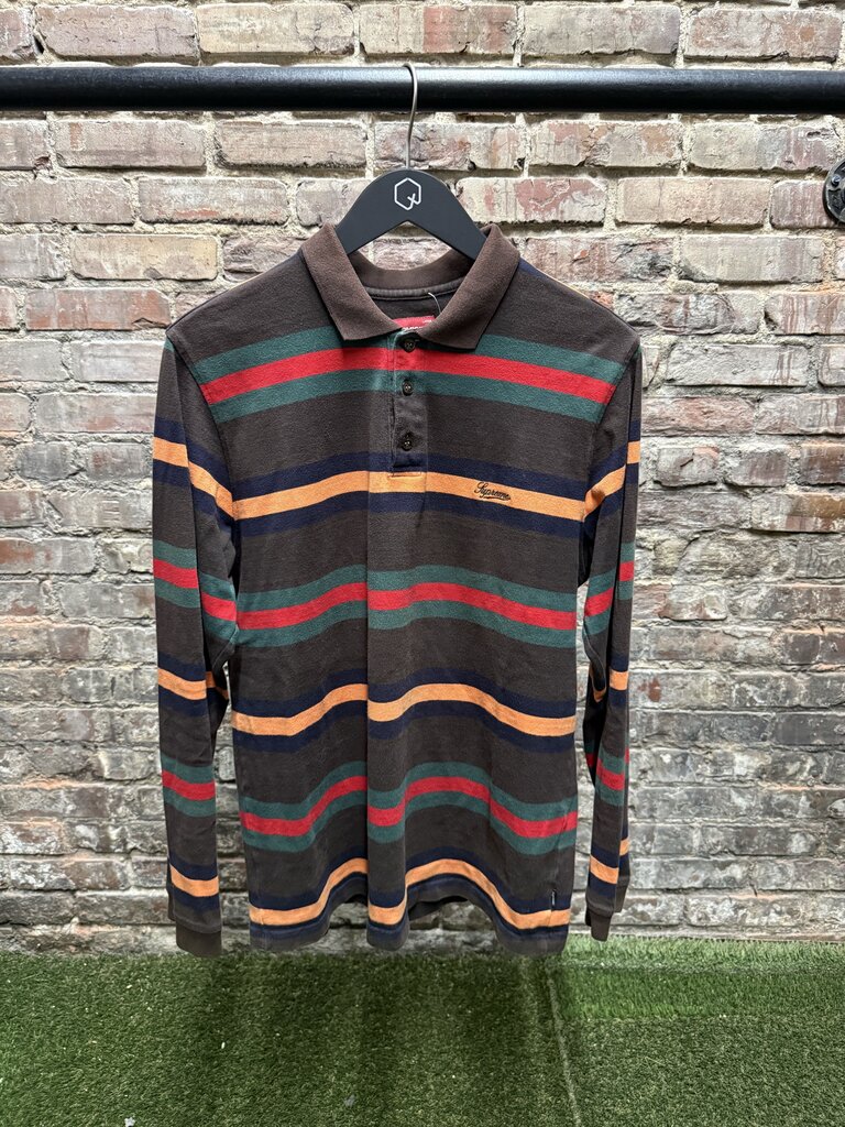 Supreme Striped L/S Polo sz. L