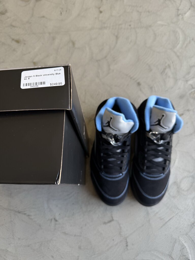 Jordan 5 Black University Blue sz. 8