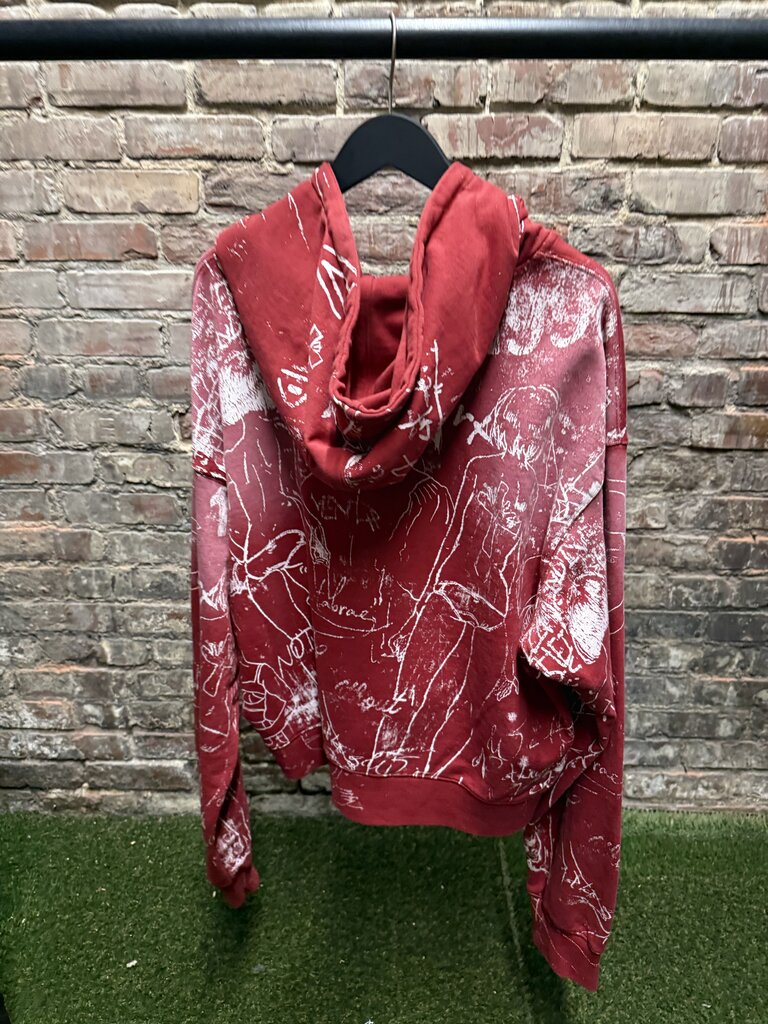 Vertebrae Silo Sketch Zip-Up Hoodie Red sz. L
