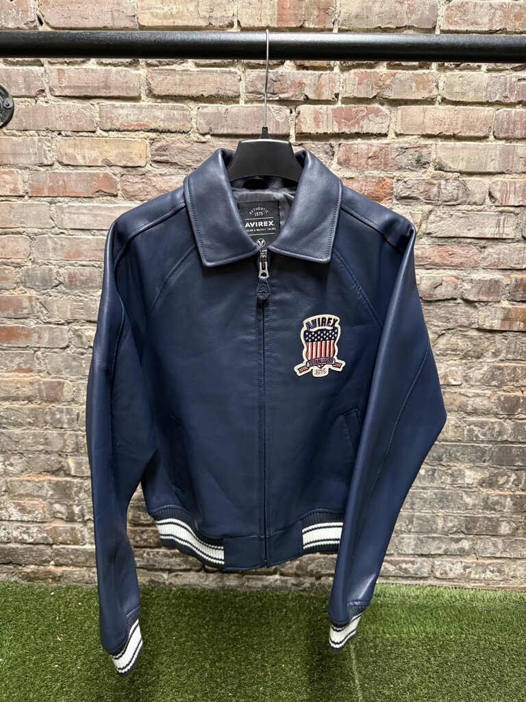 Avirex USA Icon Leather Jacket Navy sz. S
