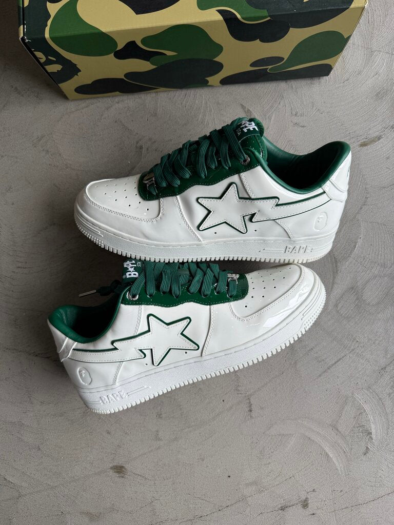 A Bathing Ape Sta Patent White/Grn sz. 12
